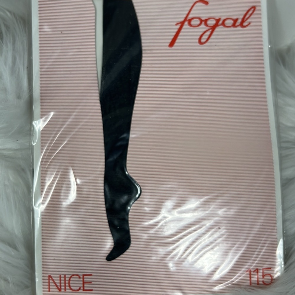 Fogal Nice 115 Pantyhose Women’s Size Medium Black nude Heel and Toe
